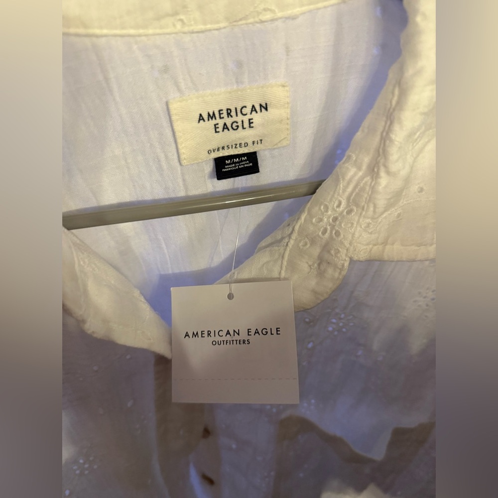 American Eagle Outfitters white Oversized Blouse